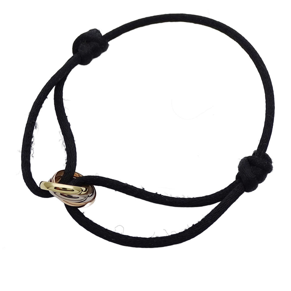 Cartier bracelet for women, brand name, 750YG, 750WG, 750PG, black cord, Trin...